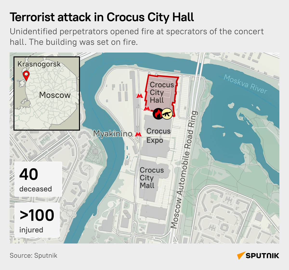 Terrorist attack in Crocus City Hall, Moscow region. - Sputnik International