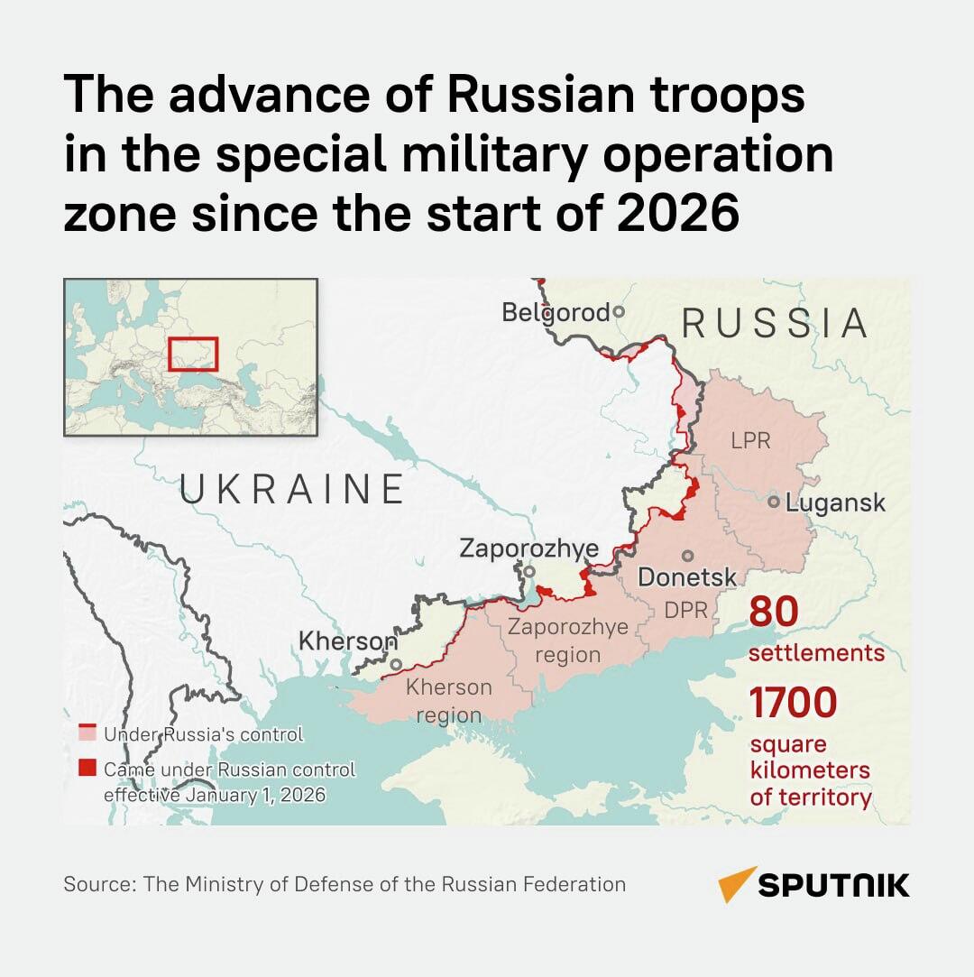Russian Forces Gain 1,700 Square Kilometers in Special Military Operation Zone Since 2026 - Sputnik International