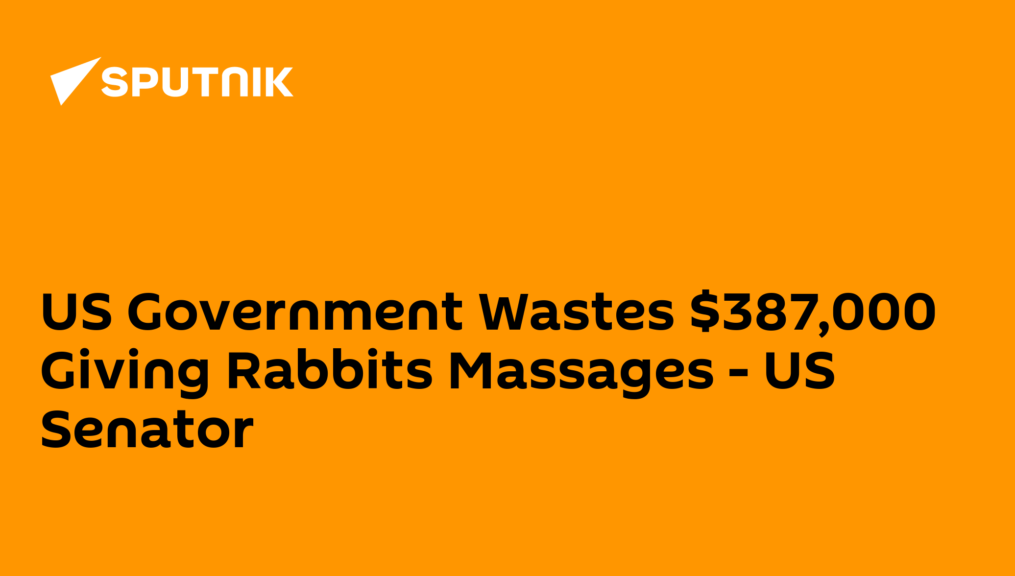 US Government Wastes $387,000 Giving Rabbits Massages - US Senator - 11 ...