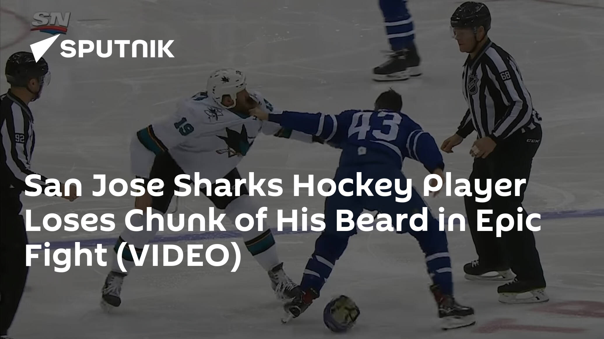 Hockey player loses part of beard during fight