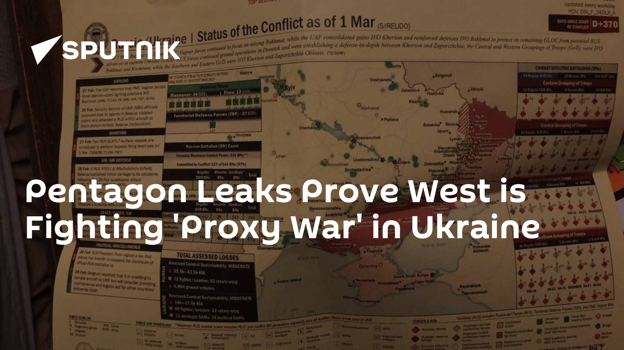 Pentagon Leaks Prove West is Fighting 'Proxy War' in Ukraine