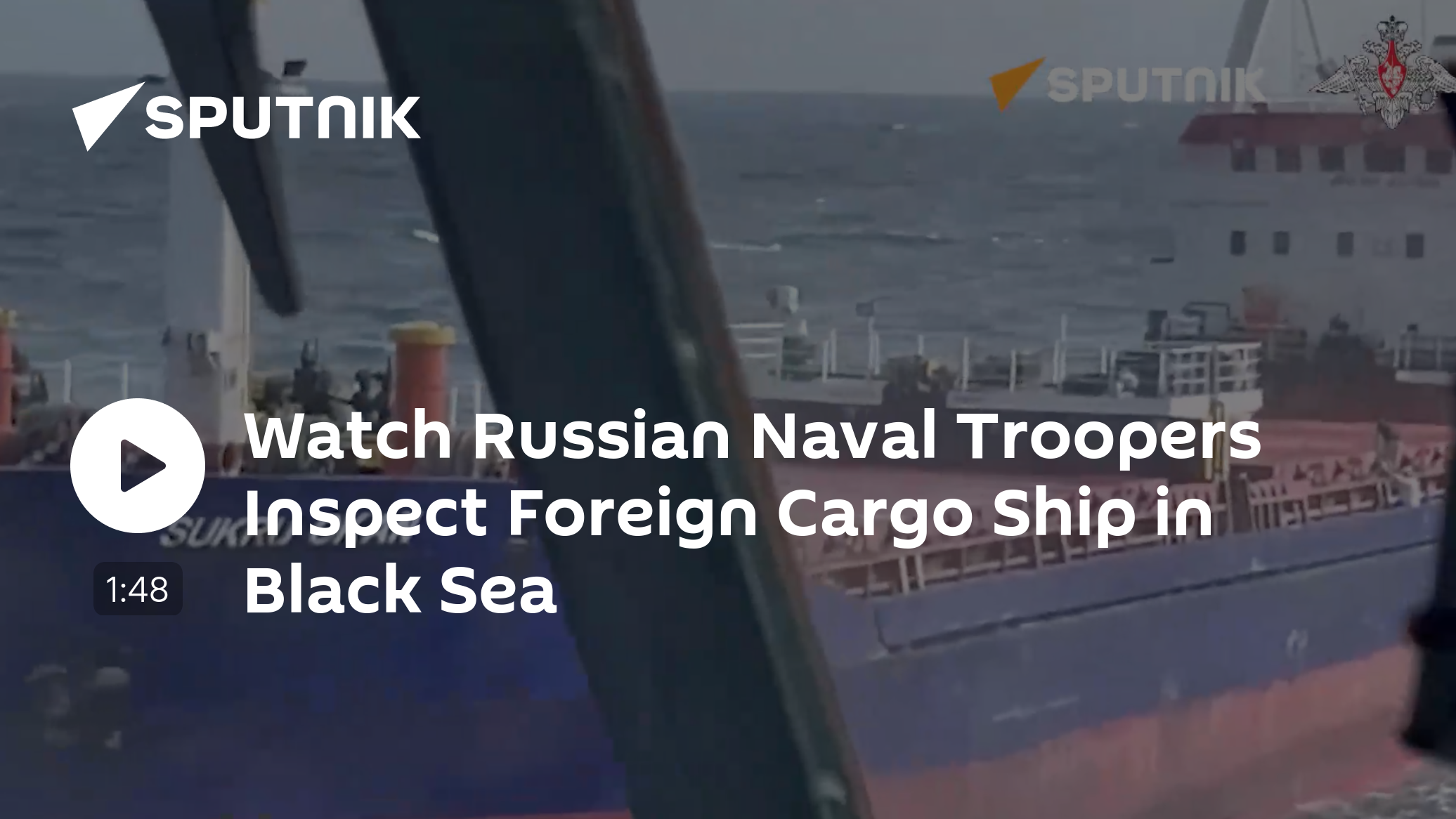 Watch Russian Naval Troopers Inspect Foreign Cargo Ship in Black Sea