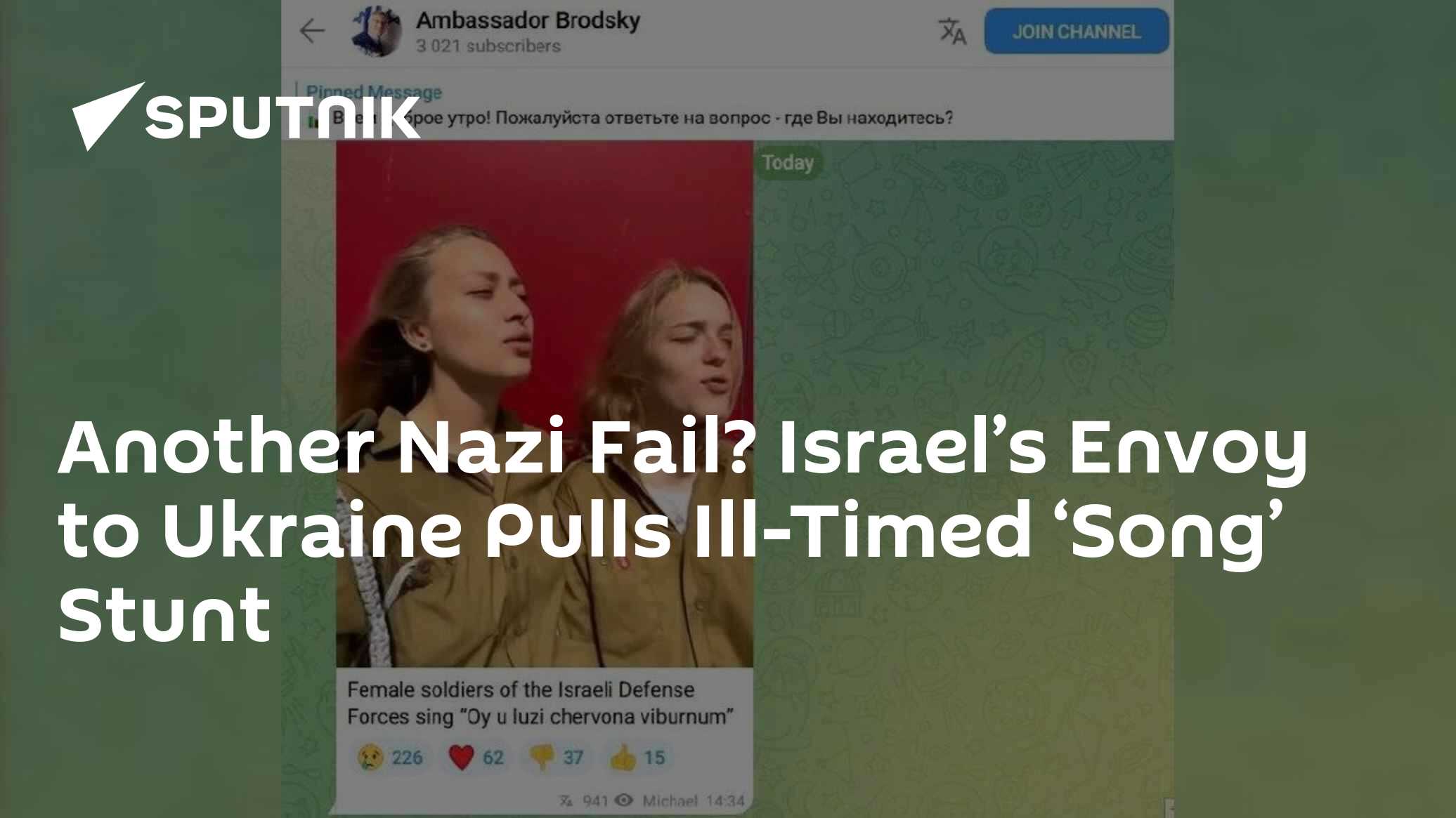 Another Nazi Fail? Israel's Envoy to Ukraine Pulls Ill-Timed 'Song' Stunt - Vimarsana News