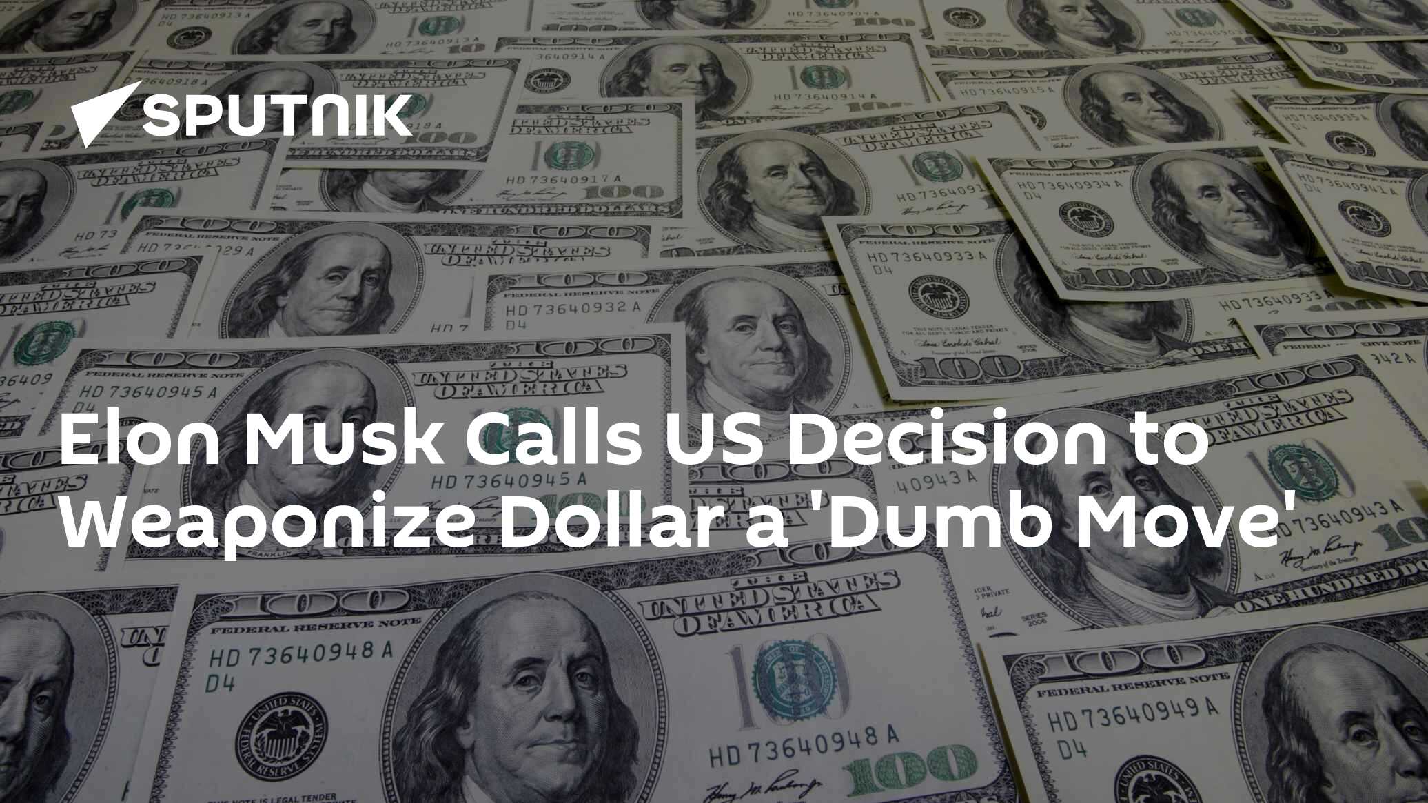 Ilon Musk Calls US Decision Weaponizing Dollar 'Dumb Move'