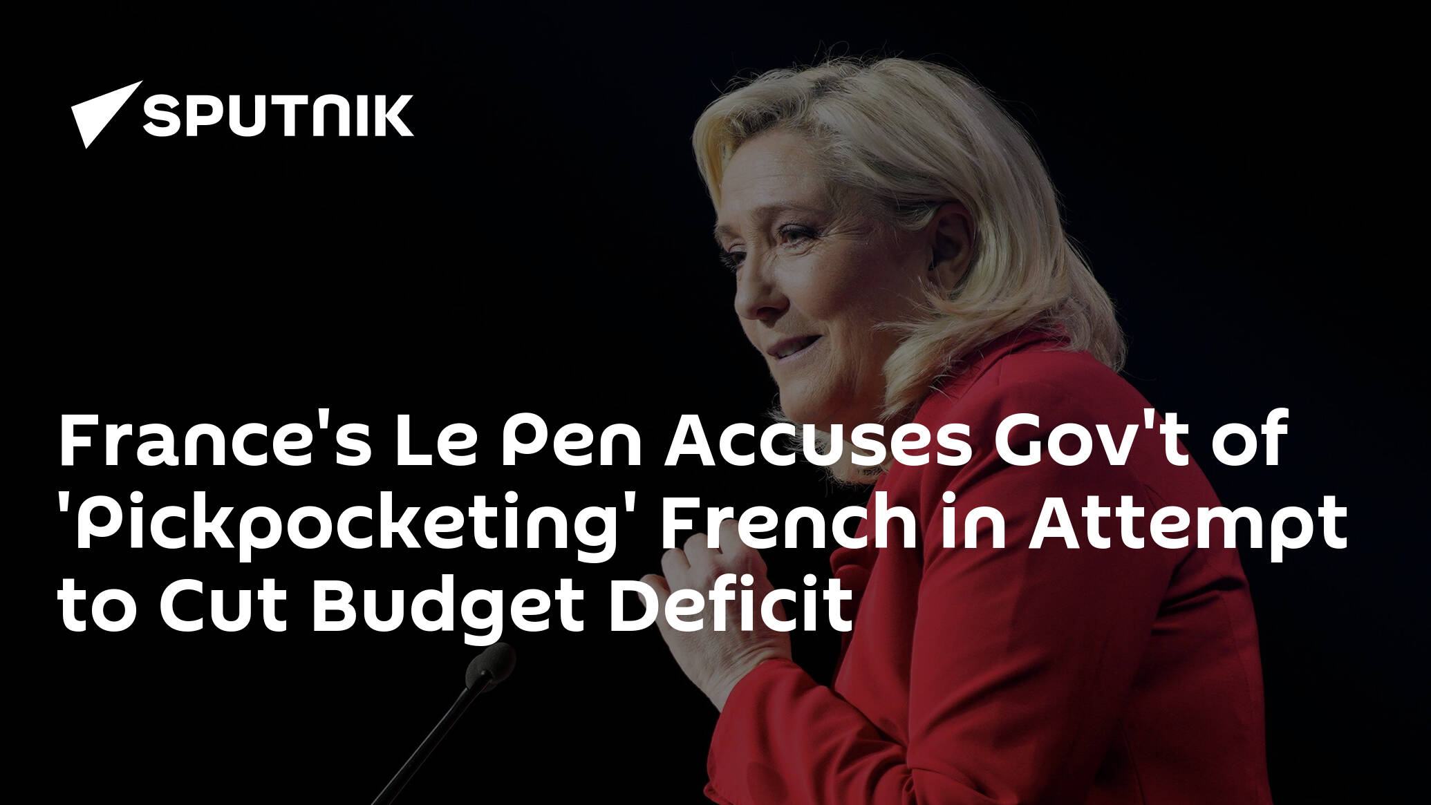 France's Le Pen Accuses Gov't of 'Pickpocketing' French in Attempt to Cut Budget Deficit