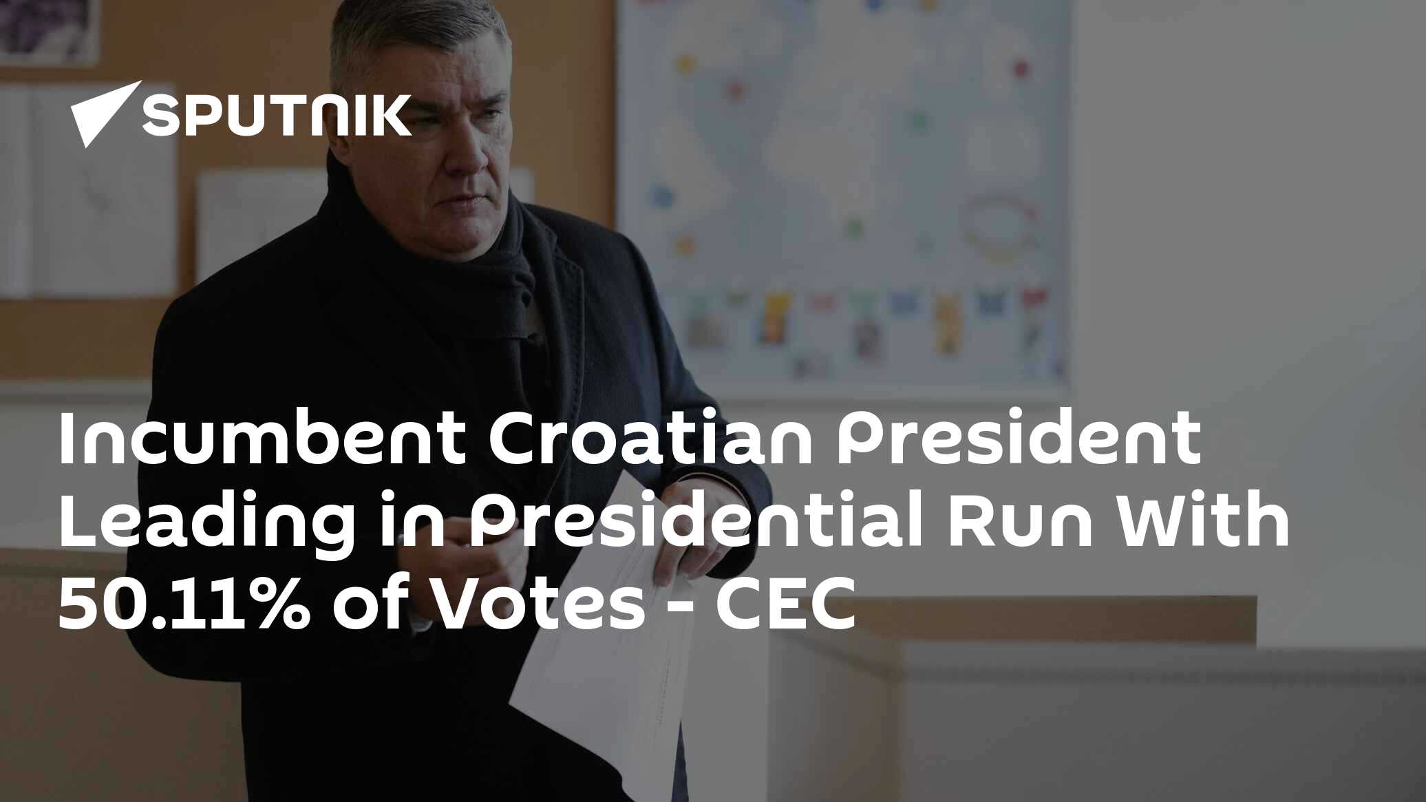 Incumbent Croatian President Leading in Presidential Run With 50.11% of Votes Incumbent Croatian President Leading in Presidential Run With 50.11% of Votes