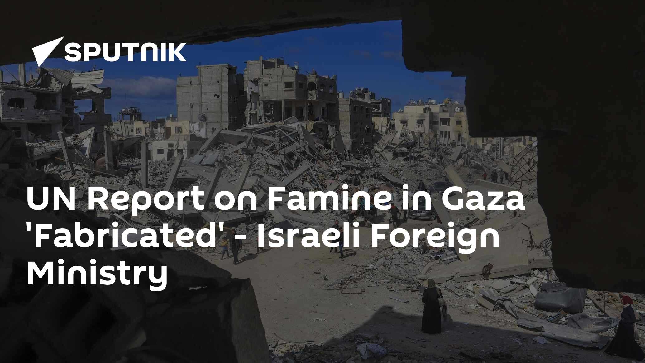 UN Report on Famine in Gaza 'Fabricated' – Israeli Foreign Ministry