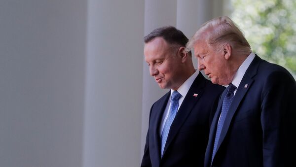 U.S. President Donald Trump arrives for a joint news conference with Poland's President Andrzej Duda in the Rose Garden at the White House in Washington, U.S., June 24, 2020. - Sputnik International