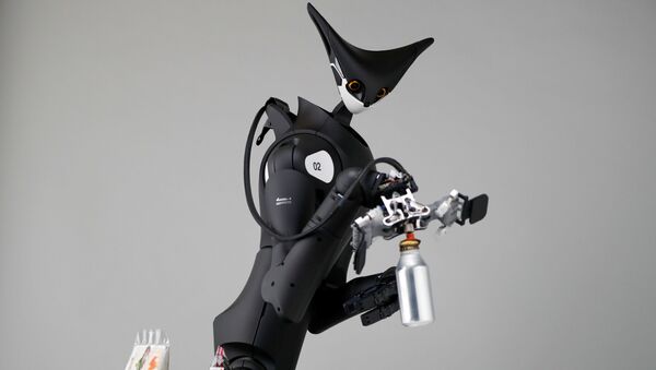 Telexistence's shelf-stacking avatar robot, designed to resemble a kangaroo and developed to work in a convenience store, is demonstrated during a photo opportunity ahead of its unveiling in Tokyo, Japan July 3, 2020. - Sputnik International