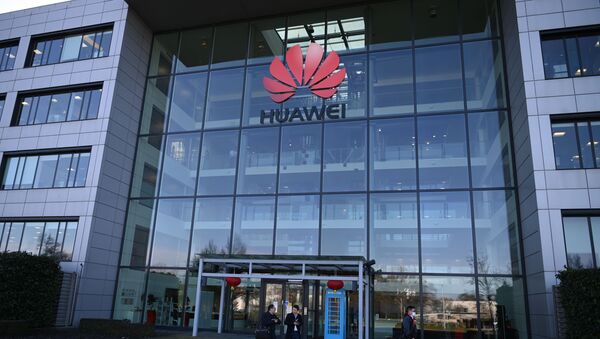 A photograph shows the logo of Chinese company Huawei at their main UK offices in Reading, west of London, on January 28, 2020.  - Sputnik International