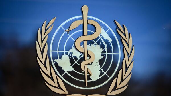 In this file photo taken on February 24, 2020 shows the logo of the World Health Organization (WHO) at their headquarters in Geneva. - Sputnik International