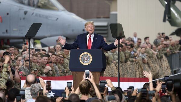 US President Donald Trump speaks to military personnel and their families stationed in South Korea in Osan Air Base, south of Seoul, 30 June, 2019 - Sputnik International