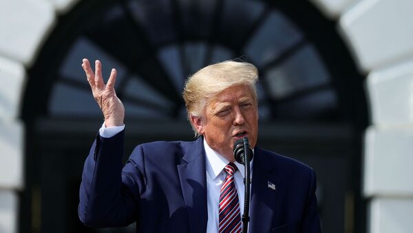 U.S. President Donald Trump speaks about administration efforts to curb federal regulations during an event on the South Lawn of the White House in Washington, U.S., July 16, 2020. - Sputnik International