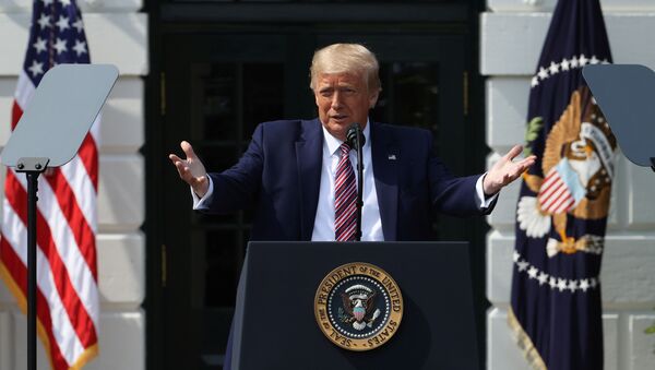 U.S. President Donald Trump touts administration efforts to curb federal regulations during an event on the South Lawn of the White House in Washington, U.S., July 16, 2020. - Sputnik International