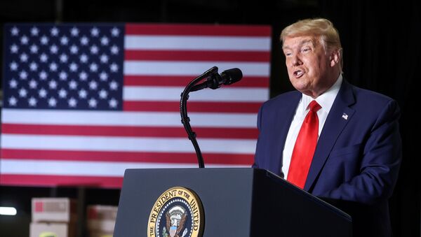 U.S. President Donald Trump speaks about Trump administration plans on infrastructure during an event at the United Parcel Service (UPS) Airport Facility in Atlanta, Georgia, U.S.,  July 15, 2020 - Sputnik International