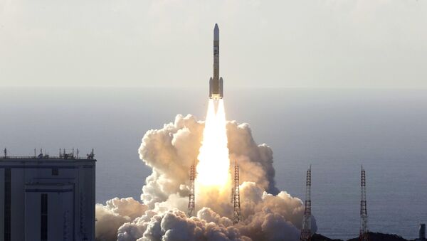 An H-2A rocket carrying the Hope Probe, developed by the Mohammed Bin Rashid Space Centre (MBRSC) in the United Arab Emirates (UAE) for the Mars explore, lifts off from the launching pad at Tanegashima Space Center on the southwestern island of Tanegashima, Japan, in this photo taken by Kyodo July 20, 2020. - Sputnik International