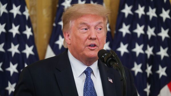 US President Donald Trump speaks about a plan to send U.S. federal law enforcement agents to several cities to assist local police in combating what the Justice Department has described as a “surge” of violent crime, in the East Room at the White House in Washington, U.S., July 22, 2020 - Sputnik International