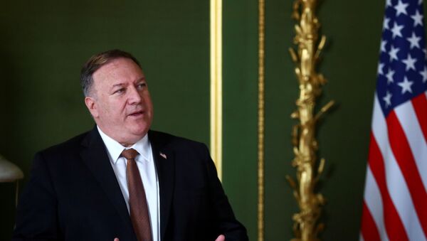 U.S. Secretary of State Mike Pompeo speaks during a meeting with British Foreign Secretary Dominic Raab (not pictured), at Lancaster House in London, Britain July 21, 2020.  - Sputnik International
