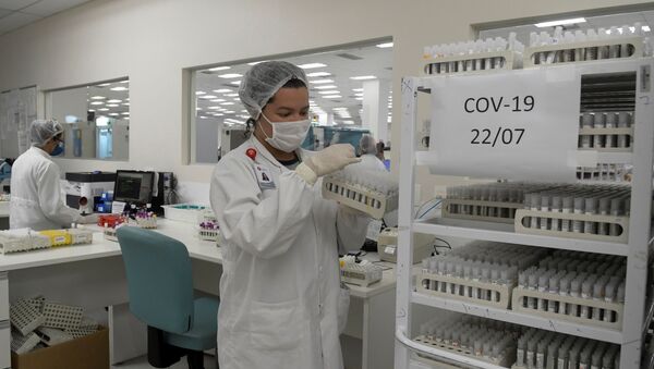 An employee at the Hermes Pardini laboratory works on the coronavirus disease (COVID-19) testing with PCR amplification, in Vespasiano, near Belo Horizonte, Brazil, July 23, 2020 - Sputnik International