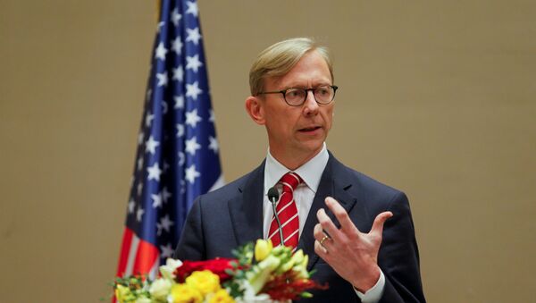 U.S. Special Representative for Iran Brian Hook speaks during a joint news conference with Bahrain Foreign Minister, Dr. Abdullatif bin Rashid Al Zayani (not pictured), in Manama, Bahrain June 29, 2020 - Sputnik International