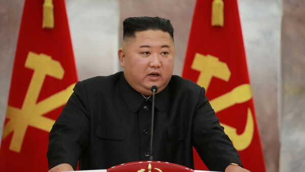 North Korean leader Kim Jong Un speaks at an event to confer Paektusan commemorative pistols to leading commanding officers of the armed forces on the 67th anniversary of the Day of Victory in the Great Fatherland Liberation War, which marks the signing of the Korean War armistice, in this undated photo released on July 27, 2020 by North Korean Central News Agency (KCNA) in Pyongyang. - Sputnik International