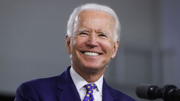 Democratic presidential candidate and former Vice President Joe Biden smiles during an event to announce his plans to combat racial inequality in Wilmington, Delaware, U.S., July 28, 2020. - Sputnik International