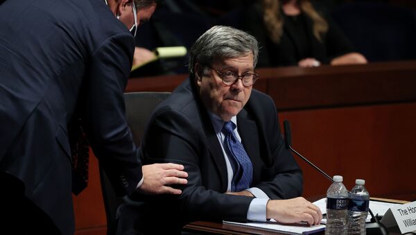 U.S. Attorney General William Barr listens to Assistant Attorney General for Legislative Affairs Stephen Boyd as Barr testifies before the House Judiciary Committee in the Congressional Auditorium at the U.S. Capitol Visitors Center, in Washington, U.S., July 28, 2020 - Sputnik International
