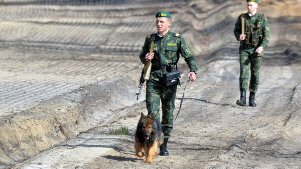 Officers of the Mozyr border guard unit patrol an exclusion zone on the Belarus-Ukraine frontier in Narovlyansky District, Gomel Region - Sputnik International