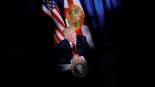 U.S. President Donald Trump speaks during a COVID-19 Response and Storm Preparedness event at the Pelican Golf Club in Belleair, Florida, U.S., July 31, 2020. - Sputnik International