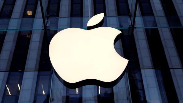 The Apple Inc logo is seen hanging at the entrance to the Apple store on 5th Avenue in Manhattan, New York, U.S., October 16, 2019 - Sputnik International