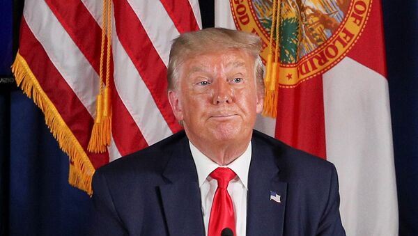 U.S. President Donald Trump participates in a COVID-19 Response and Storm Preparedness event at the Pelican Golf Club in Belleair, Florida, U.S., July 31, 2020 - Sputnik International
