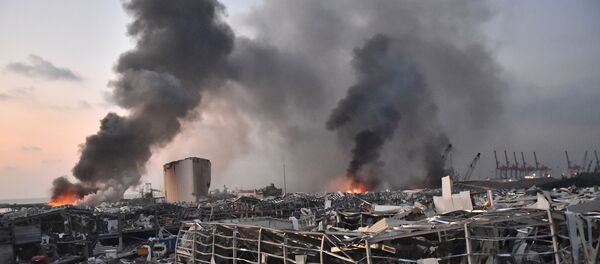 EDITORS NOTE: Graphic content / This picture taken on August 4, 2020 shows a general view of the scene of an explosion at the port of Lebanon's capital Beirut - Sputnik International