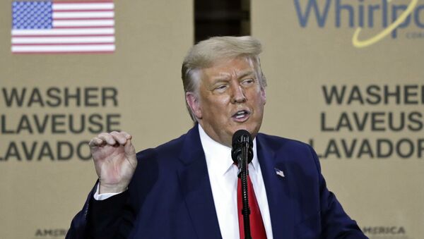 President Donald Trump speaks during an event at the Whirlpool Corporation Manufacturing Plant, Thursday, Aug. 6, 2020, in Clyde, Ohio. (AP Photo/Tony Dejak) - Sputnik International