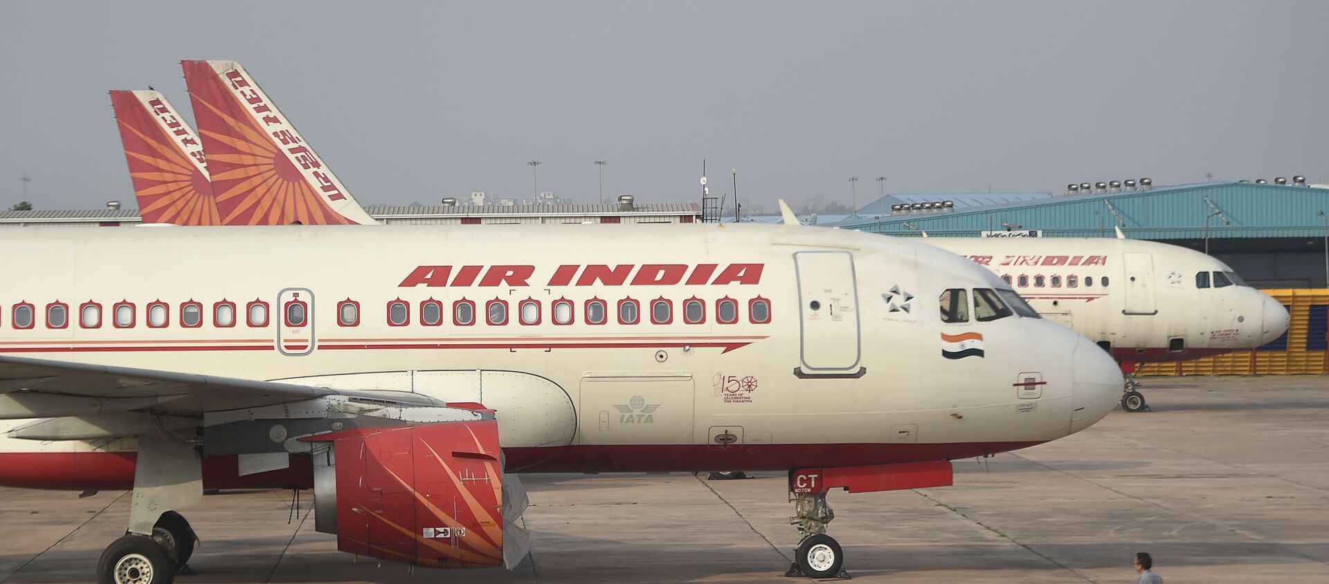 In this photograph taken on March 2, 2020, an Air India plane is parked at Indira Gandhi International airport in New Delhi. - Sputnik International, 1920, 14.08.2020
