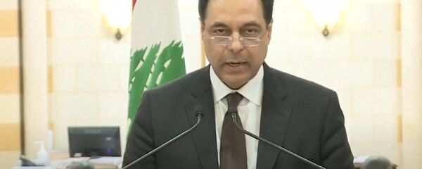 Outgoing Lebanese Prime Minister Hassan Diab. Screenshot from Lebanese television. - Sputnik International