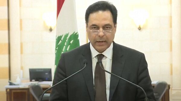 Outgoing Lebanese Prime Minister Hassan Diab. Screenshot from Lebanese television. - Sputnik International