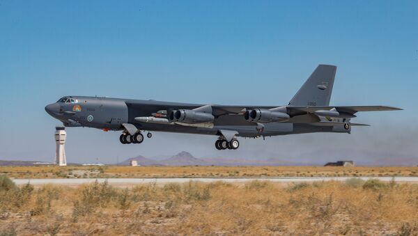 A B-52H Stratofortress assigned to the 419th Flight Test Squadron takes off from Edwards Air Force Base, California, Aug. 8. - Sputnik International