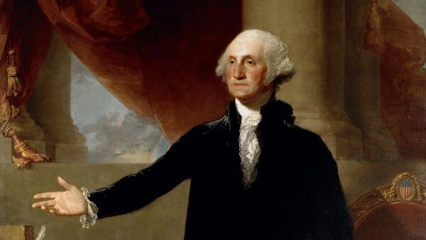 This undated file photo of a 1796 Gilbert Stuart oil on canvas painting portrays George Washington, founding father and first president of the United States. With nearly 60,000 acres and more than 300 slaves, Washington is considered the big daddy of presidential wealth, with estimated wealth equivalent in 2010 to $525 million dollars, according to research by 24/7 Wall St., a news and analysis website. Yet Washington had to borrow money to pay for his trip to New York for his inauguration in 1789, according to Dennis Pogue, vice president for preservation at Mount Vernon, Washington's Virginia estate. His money was tied up in land, reaping only a modest cash income after farm expenses. - Sputnik International