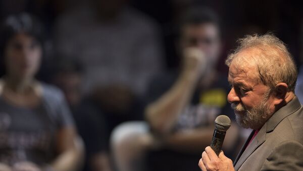 Brazil's former President Luiz Inacio Lula da Silva speaks during his presidential campaign rally with members of his Workers Party and leaders of other left-wing parties in Rio de Janeiro, Brazil, Monday, April 2, 2018. Despite a conviction on corruption charges that could see him barred from running, da Silva is the front runner in that race - Sputnik International