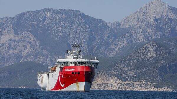 Turkey's research vessel, Oruc Reis, anchored off the coast of Antalya on the Mediterranean, Turkey, Friday, 24 July 2020. - Sputnik International
