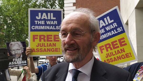 John Shipton outside Westminster Mags on 14 August 2020 with supporters - Sputnik International
