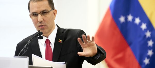 Venezuela's Foreign Minster Jorge Arreaza speaks during a press conference after visiting the International Criminal Court in The Hague, Netherlands, Thursday, Feb. 13, 2020. - Sputnik International