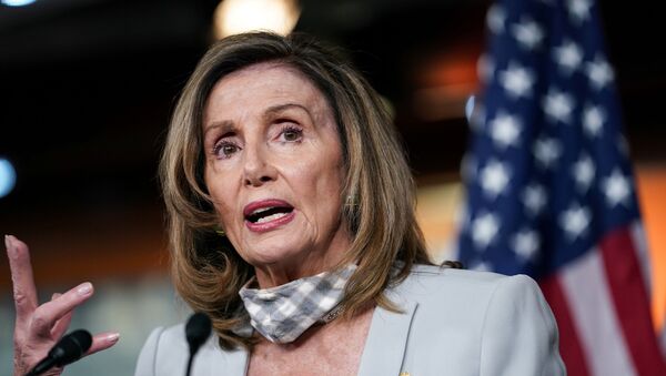 U.S. House Speaker Nancy Pelosi (D-CA) speaks about stalled congressional talks with the Trump administration on the latest coronavirus relief during her weekly news conference on Capitol Hill in Washington, U.S., August 13, 2020. - Sputnik International
