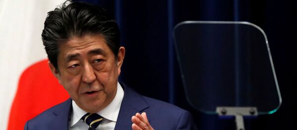 Japan's Prime Minister Shinzo Abe holds a news conference on Japan's response to the coronavirus disease (COVID-19) outbreak, at his official residence in Tokyo, Japan, March 28, 2020 - Sputnik International