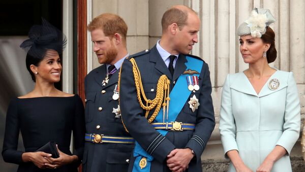 FILE PHOTO: Britain's Meghan, Duchess of Sussex, Prince Harry, Prince William, Catherine, Duchess of Cambridge on the balcony of Buckingham Palace as they watch a fly past to mark the centenary of the Royal Air Force in central London, Britain, July 10, 2018 - Sputnik International
