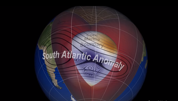 Screengrab of a NASA video on the splitting of the South Atlantic Anomaly. - Sputnik International