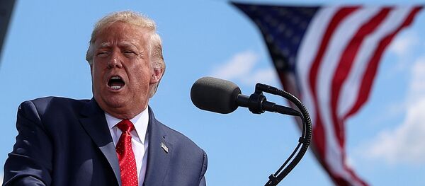 U.S. President Donald Trump arrives to deliver a campaign speech at Mankato Regional Airport in Mankato, Minnesota, U.S., August 17, 2020. - Sputnik International