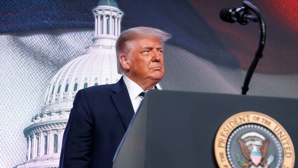 U.S. President Donald Trump arrives to speak at the 2020 Council for National Policy meeting in Arlington, Virginia, U.S., August 21, 2020. REUTERS/Tom Brenner - Sputnik International