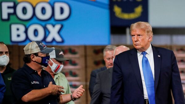 U.S. President Donald Trump tours the Farmers to Families Food Box Program location at Flavor First Growers and Packers in Mills River, North Carolina, U.S., August 24, 2020 - Sputnik International