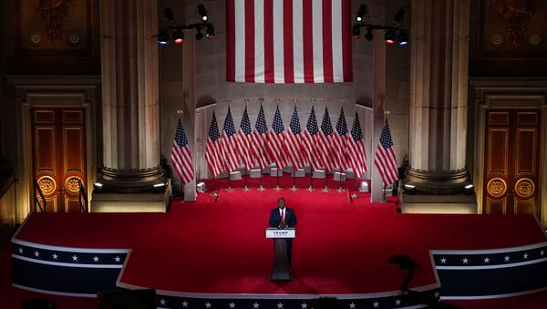 US Senator Tim Scott (R-SC) speaks to the largely virtual 2020 Republican National Convention in a live address from the Mellon Auditorium in Washington, DC, 24 August 2020. - Sputnik International